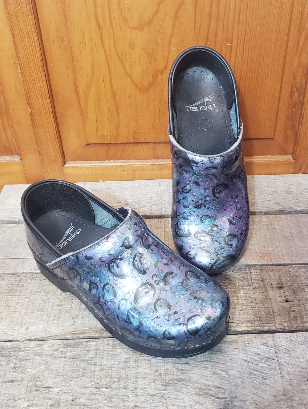 DANSKO Professional Classic Clogs Slip On Shoes Water Bubbles Design 36